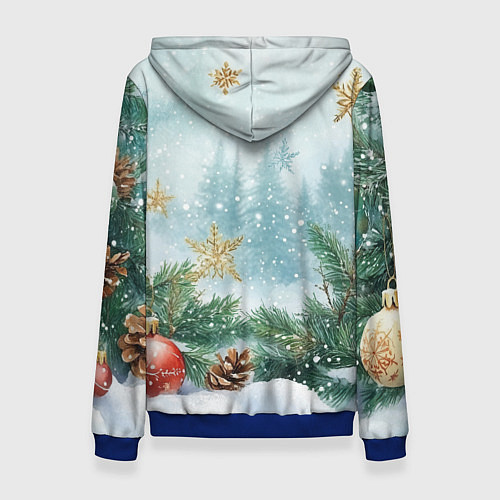 Женская толстовка Золотые снежинки - новогодний фон / 3D-Синий – фото 2