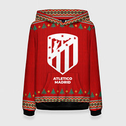 Толстовка-худи женская Atletico Madrid new year, цвет: 3D-черный