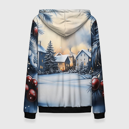 Женская толстовка Зимний снежный двор / 3D-Черный – фото 2