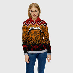 Толстовка-худи женская Metallica christmas ugly sweater, цвет: 3D-меланж — фото 2