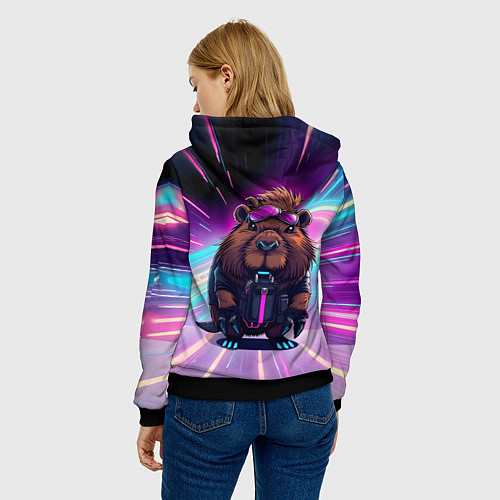 Женская толстовка Капибара нео / 3D-Черный – фото 4