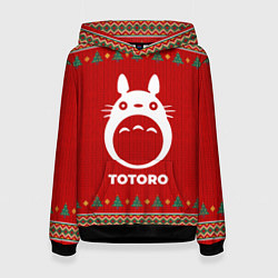 Толстовка-худи женская Totoro new year, цвет: 3D-черный