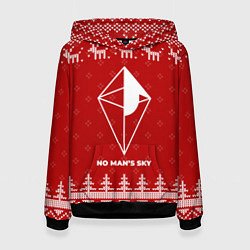 Толстовка-худи женская Новогодний No Mans Sky с оленями, цвет: 3D-черный