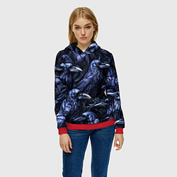 Толстовка-худи женская Черные вороны, цвет: 3D-красный — фото 2