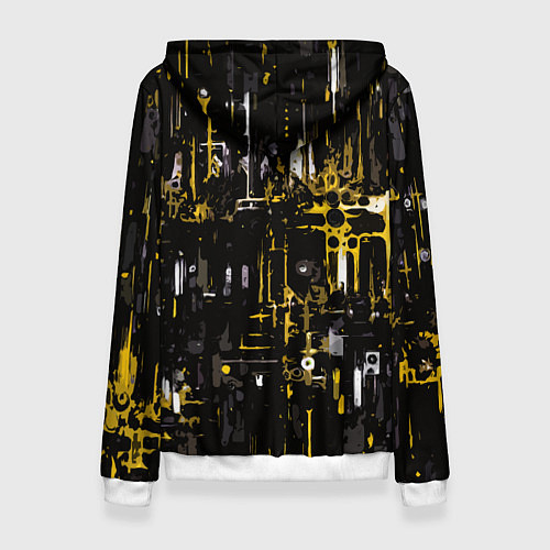 Женская толстовка Бело-жёлтая абстракция на чёрном фоне / 3D-Белый – фото 2