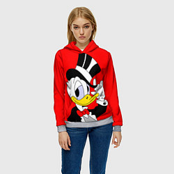 Толстовка-худи женская Дональ Дак в цилиндре, цвет: 3D-меланж — фото 2