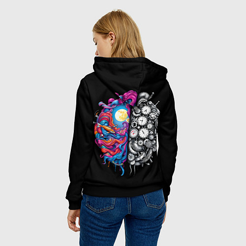 Женская толстовка Правое и левое полушарие / 3D-Черный – фото 4