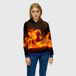 Толстовка-худи женская Огненная лошадь, цвет: 3D-синий — фото 2
