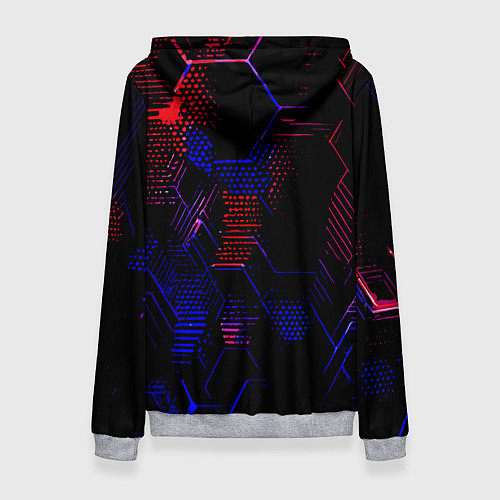 Женская толстовка Красно-синие точки и линии на чёрном фоне / 3D-Меланж – фото 2