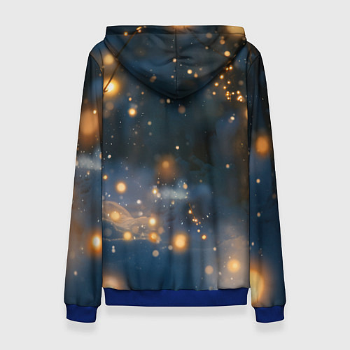 Женская толстовка Лисичка в лесу огней / 3D-Синий – фото 2