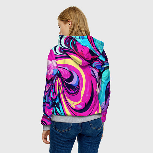 Женская толстовка Сине-розовый узор / 3D-Меланж – фото 4