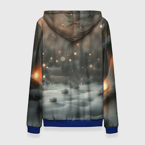 Женская толстовка Лисичка удивляется снегу / 3D-Синий – фото 2