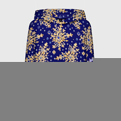 Толстовка-худи женская Золотые снежинки на синем шелке, цвет: 3D-белый