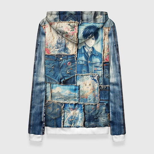 Женская толстовка Аниме влюбленные на пэчворк / 3D-Белый – фото 2