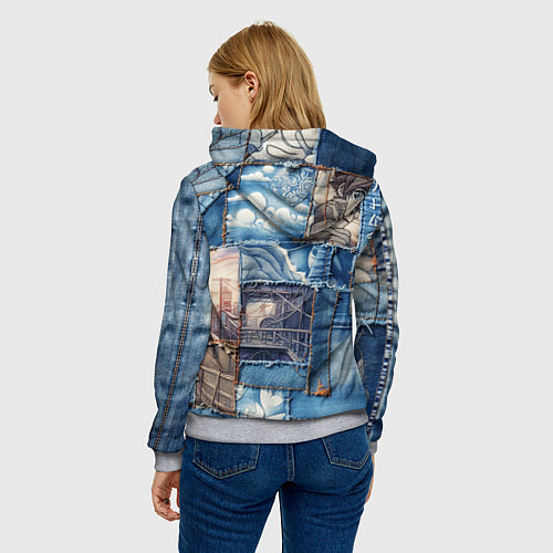 Женская толстовка Пэчворк с мотивами аниме / 3D-Меланж – фото 4