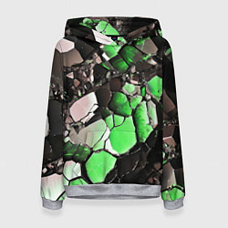 Толстовка-худи женская Чёрно-зелёный камень, цвет: 3D-меланж
