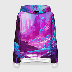 Толстовка-худи женская Фиолетовая кислотная абстракция, цвет: 3D-белый