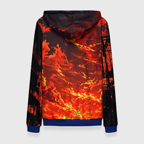 Женская толстовка Багровый огненный закат / 3D-Синий – фото 2