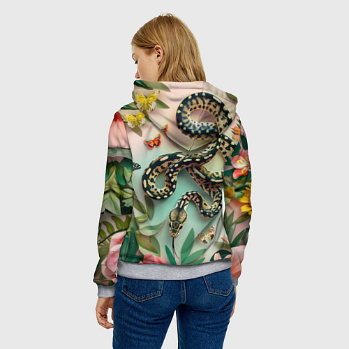 Женская толстовка Змея и бабочки / 3D-Меланж – фото 4