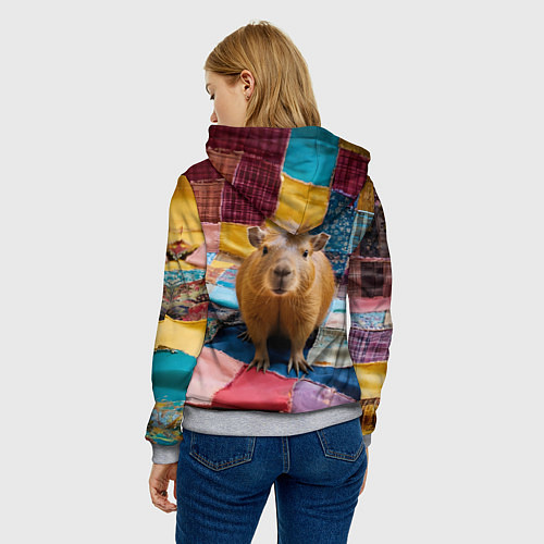 Женская толстовка Капибара и пэчворк / 3D-Меланж – фото 4