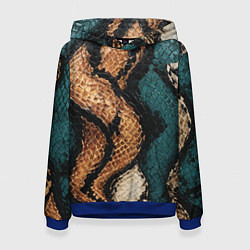 Толстовка-худи женская Кожа в змеином стиле, цвет: 3D-синий