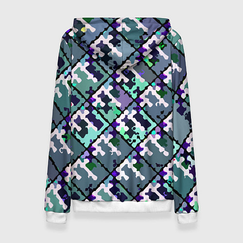 Женская толстовка Бирюзовый абстрактный паттерн / 3D-Белый – фото 2
