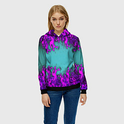 Толстовка-худи женская Фиолетовое пламя, цвет: 3D-черный — фото 2