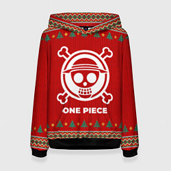 Толстовка-худи женская One Piece new year, цвет: 3D-черный