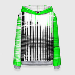 Толстовка-худи женская Зелёно-чёрный гранж на белом фоне, цвет: 3D-меланж
