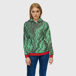 Толстовка-худи женская Разводы в зеленом цвете, цвет: 3D-красный — фото 2