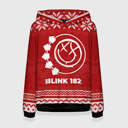 Толстовка-худи женская Новогодний Blink 182, цвет: 3D-черный