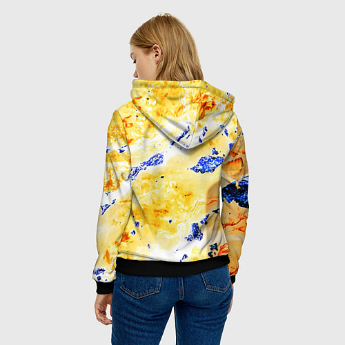Женская толстовка Сине-золотая абстракция / 3D-Черный – фото 4