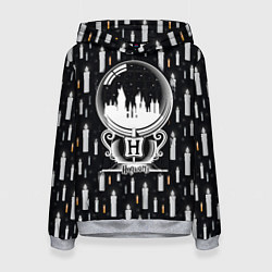 Толстовка-худи женская Гарри Поттер - Шар и свечи black and white, цвет: 3D-меланж