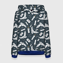 Толстовка-худи женская Гарри Поттер - паттерн c Буклей и письмом, цвет: 3D-синий