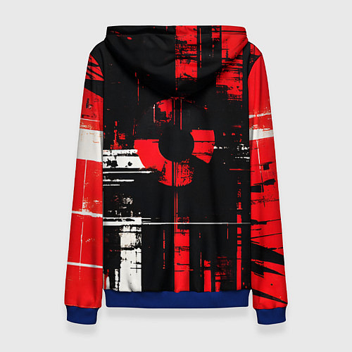 Женская толстовка Красно-белый гранж на чёрном фоне / 3D-Синий – фото 2