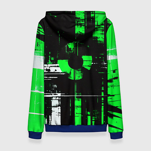 Женская толстовка Зелёно-белый гранж на чёрном фоне / 3D-Синий – фото 2