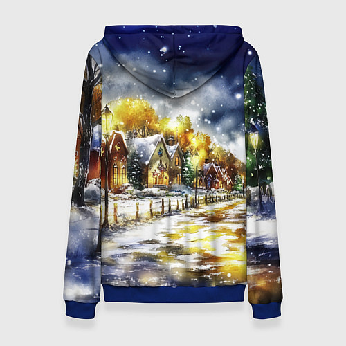 Женская толстовка Новогодняя змейка милая / 3D-Синий – фото 2