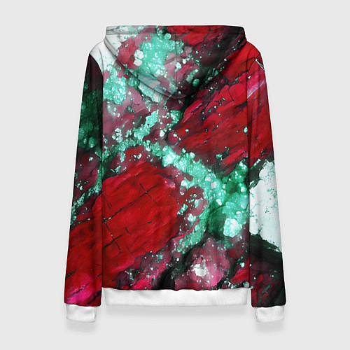 Женская толстовка Голубой минерал в красном камне / 3D-Белый – фото 2
