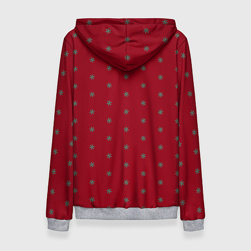 Женская толстовка Голубые снежинки на рождественском красном / 3D-Меланж – фото 2