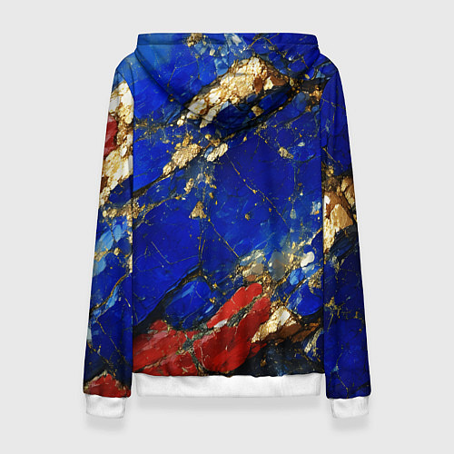 Женская толстовка Золотой и красный минерал в синем камне / 3D-Белый – фото 2