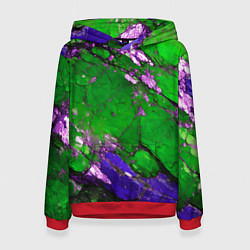 Толстовка-худи женская A purple mineral in a green stone, цвет: 3D-красный