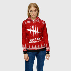Толстовка-худи женская Новогодний Dead by Daylight с оленями, цвет: 3D-черный — фото 2