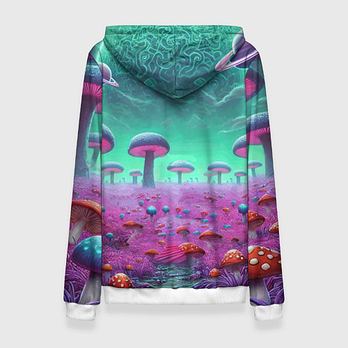 Женская толстовка Рик и Морту на сказочной грибной планете - нейроар / 3D-Белый – фото 2