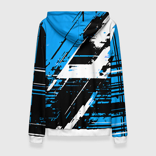 Женская толстовка Diagonal black and white stripes on a blue backgro / 3D-Белый – фото 2