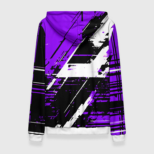 Женская толстовка Diagonal black and white stripes on a purple backg / 3D-Белый – фото 2