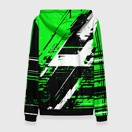 Женская толстовка Diagonal black and white stripes on a green backgr / 3D-Черный – фото 2