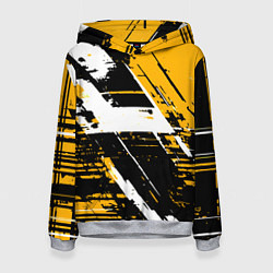 Женская толстовка Diagonal black and white stripes on a yellow backg