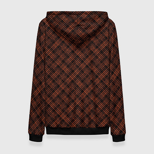 Женская толстовка Чёрно-оранжевый текстурированный лоскуты / 3D-Черный – фото 2