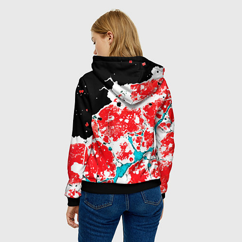 Женская толстовка Сине красная абстракция на чёрном фоне / 3D-Черный – фото 4
