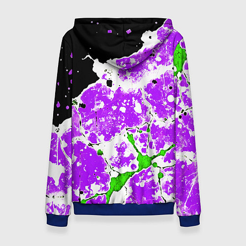 Женская толстовка Зелёно-фиолетовая абстракция на чёрном фоне / 3D-Синий – фото 2